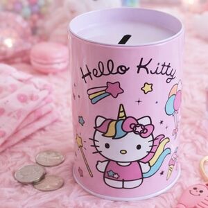 Hello Kitty Unicorn Coin Bank | Licensed Sanrio | Pink Metal Tin Bank NWT